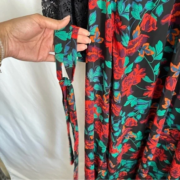 NWT Torrid Plus Size Women's Maxi Peasant Chiffon Floral Black Dress sz 6X/30 - Picture 13 of 16